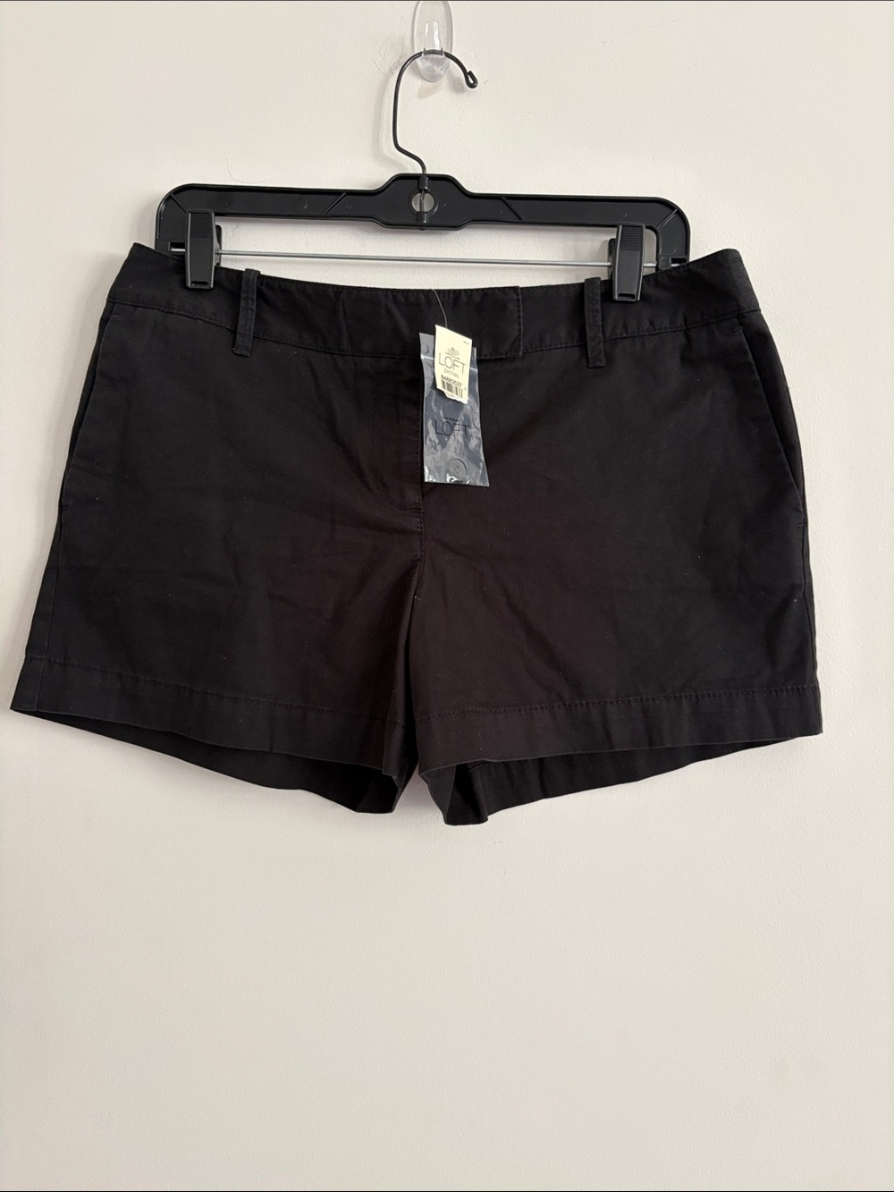 LOFT Black Mid-Rise Chino Bermuda Shorts